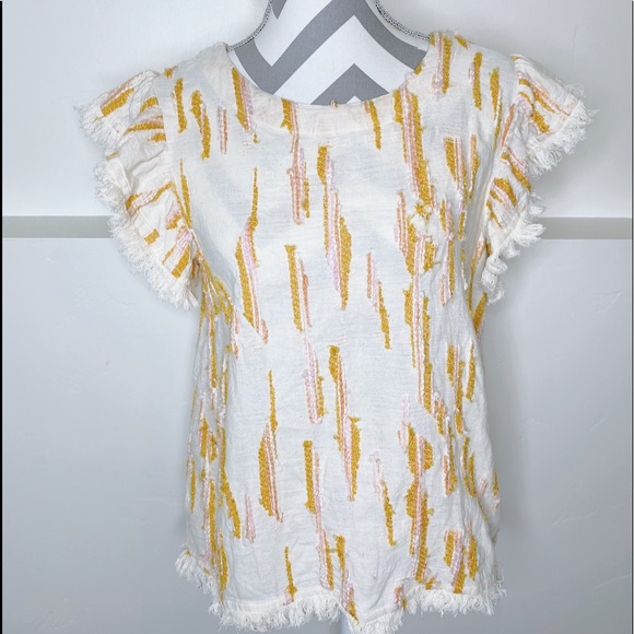 Anthropologie Tops - ANTHRO THML Textured Pink Yellow Flowy Sleeves Shirt